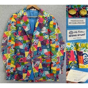 Vintage‎ Lilly Pulitzer Men's Stuff Sport Coat Patchwork Size 40 Long Colorful
